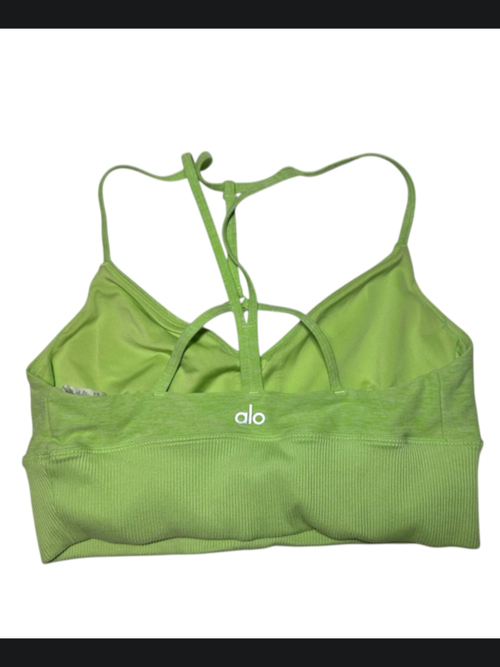 Alo Yoga Alosoft Lavish Bra Neon Lime Heather Green Strappy S - Picture 9 of 17